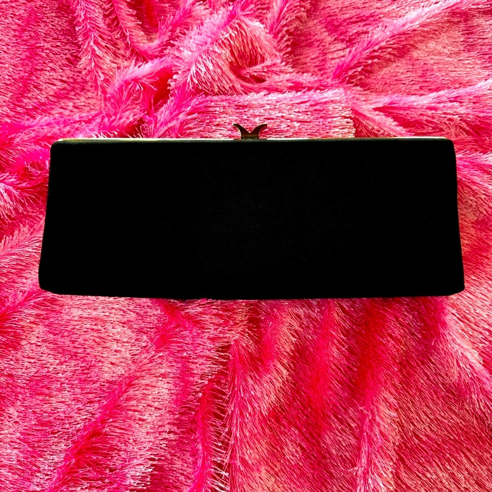 Clutch Evening Bag Black Simple Elegant (~11” x 4.5”) - Picture 2 of 12